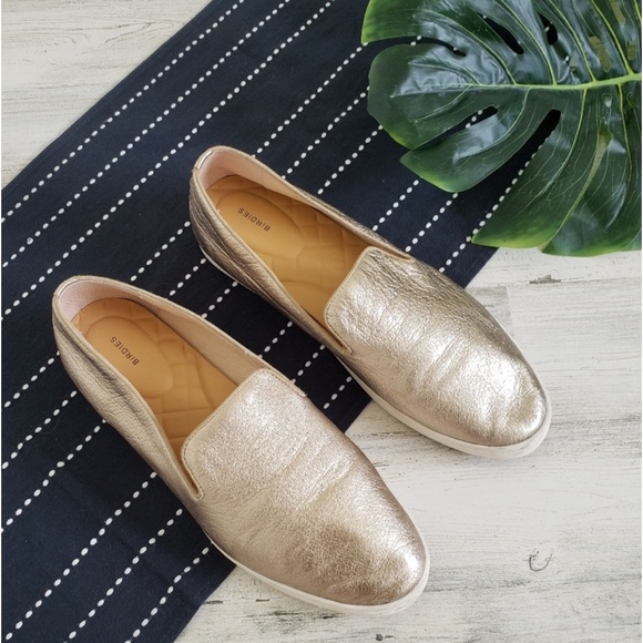 Birdies| The Swift Slip On Leather Sneaker Gold - Picture 1 of 9